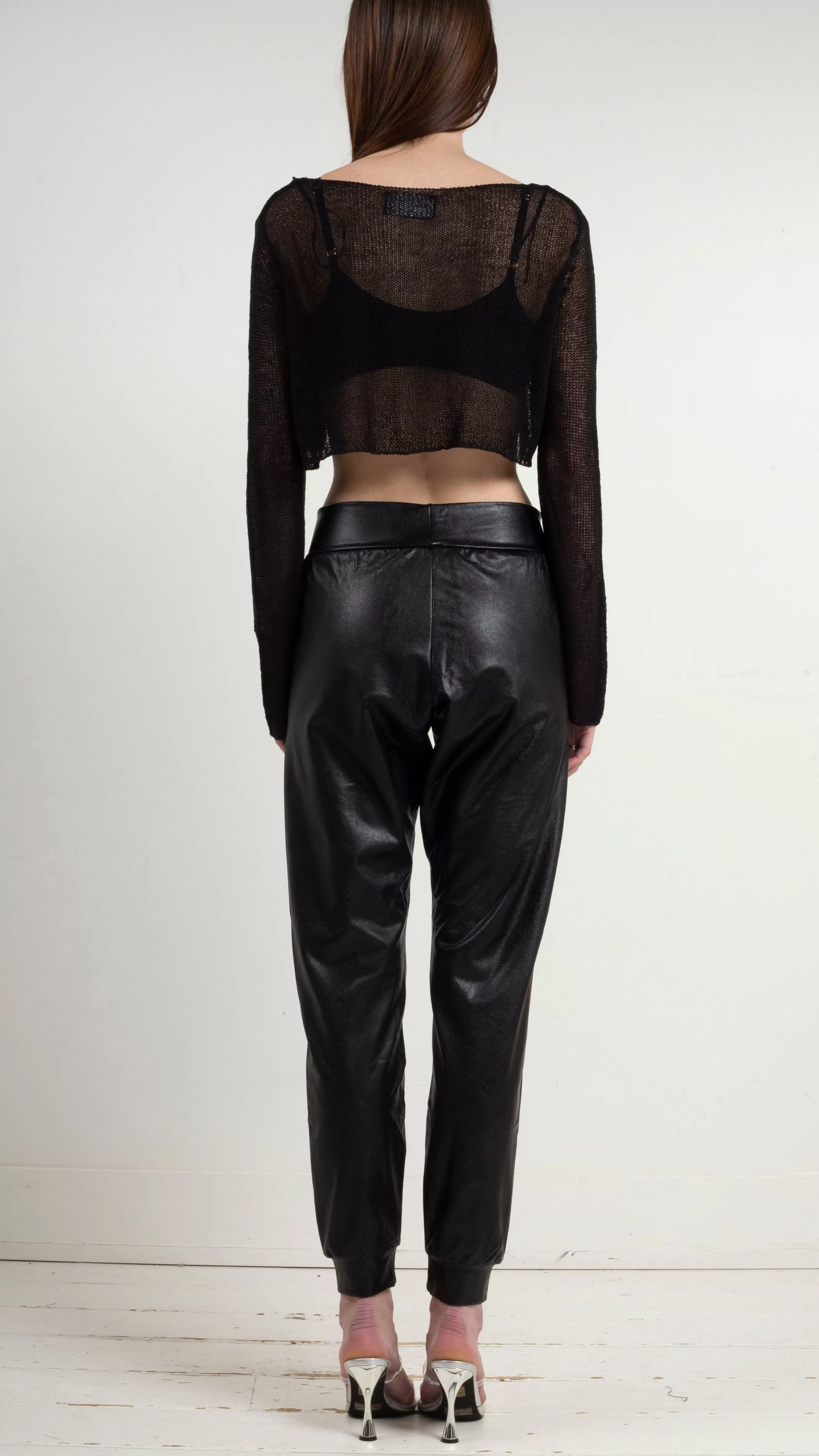 Faux Leather Jogger - Black