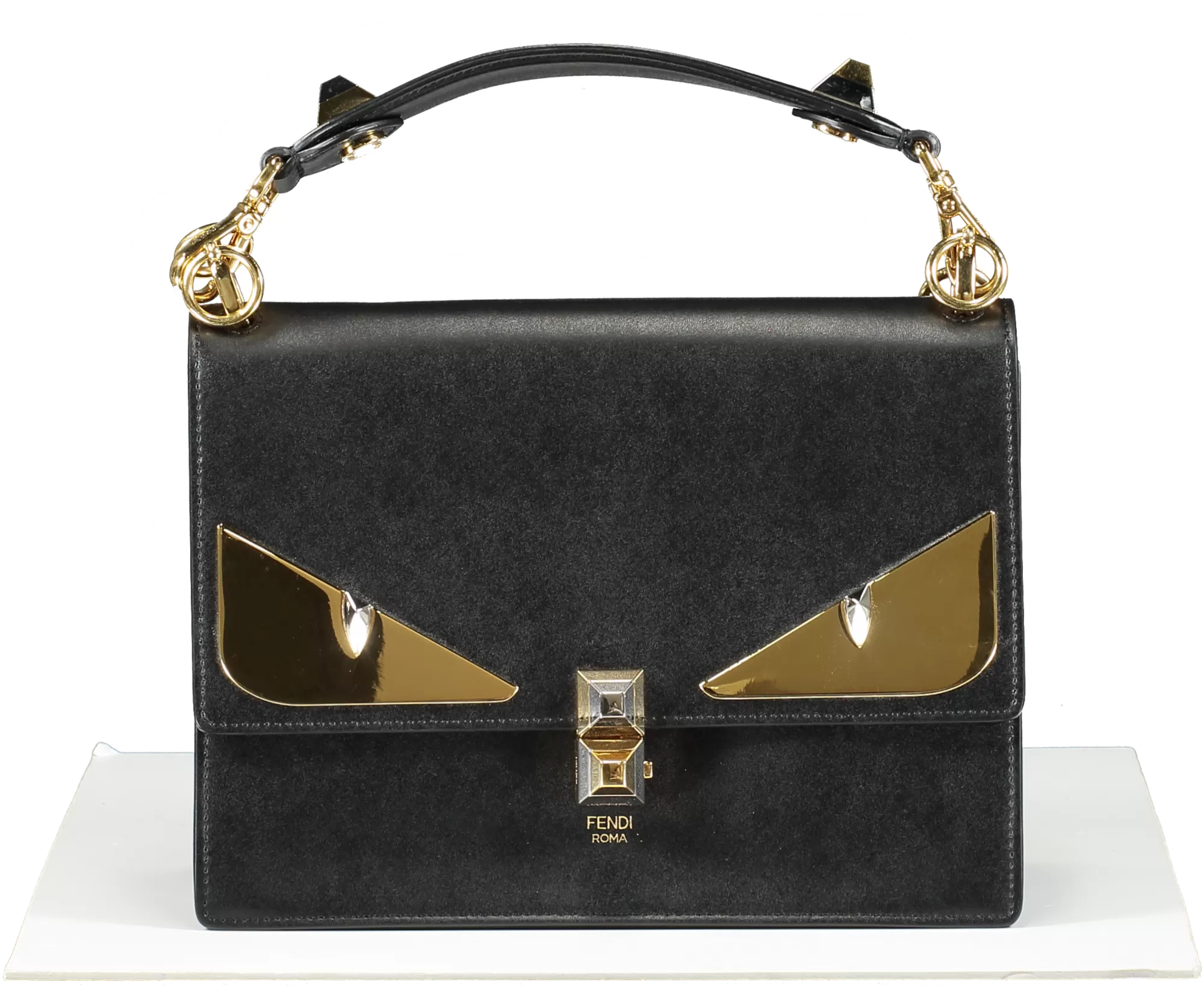 Fendi Black Monster Eyes Kan I Medium Handbag