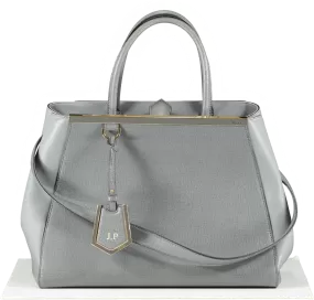 Fendi Grey Saffiano/smooth Leather Petite 2jours Tote Bag