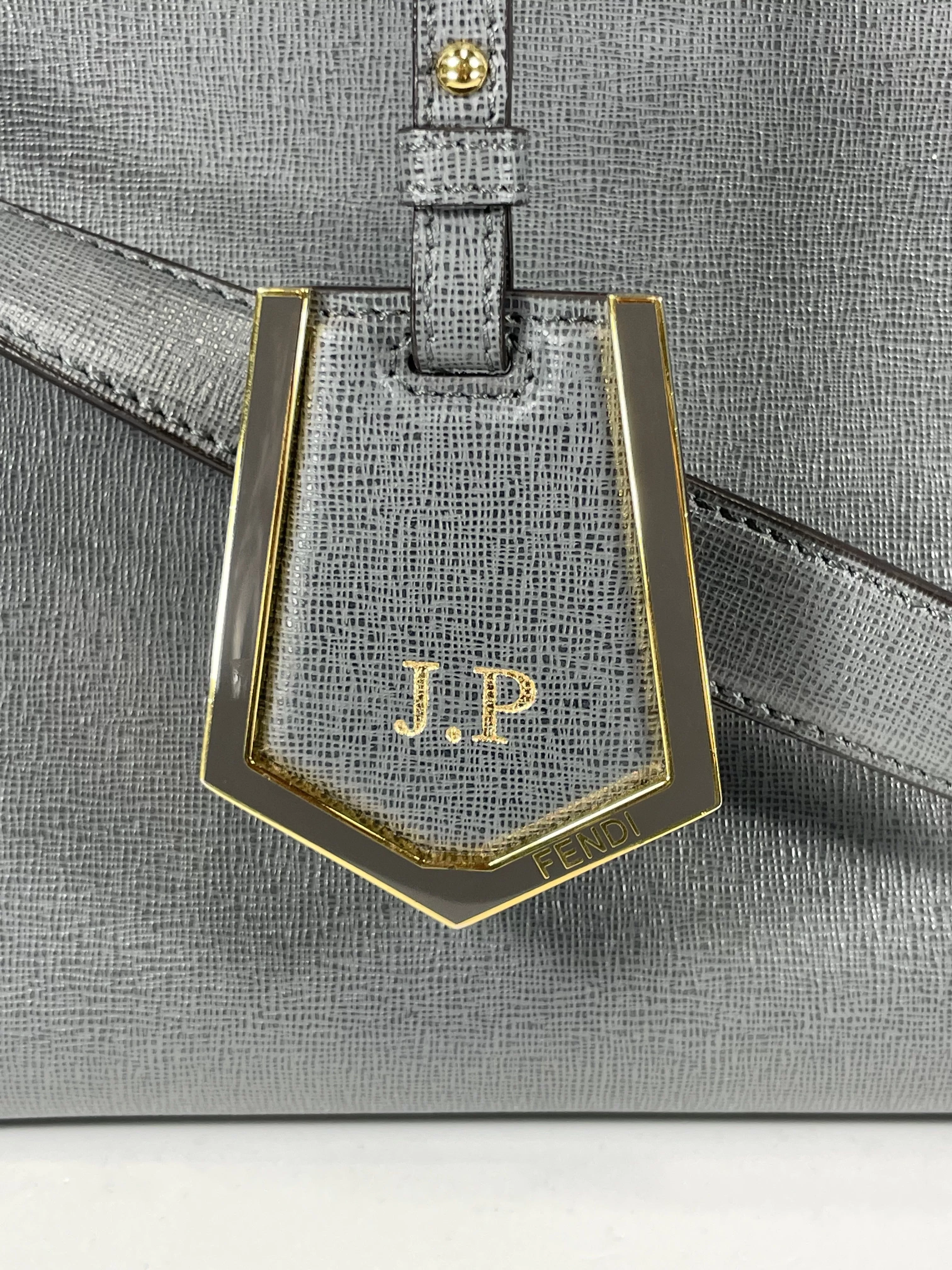 Fendi Grey Saffiano/smooth Leather Petite 2jours Tote Bag