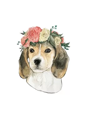 Flower Crown Beagle Sticker