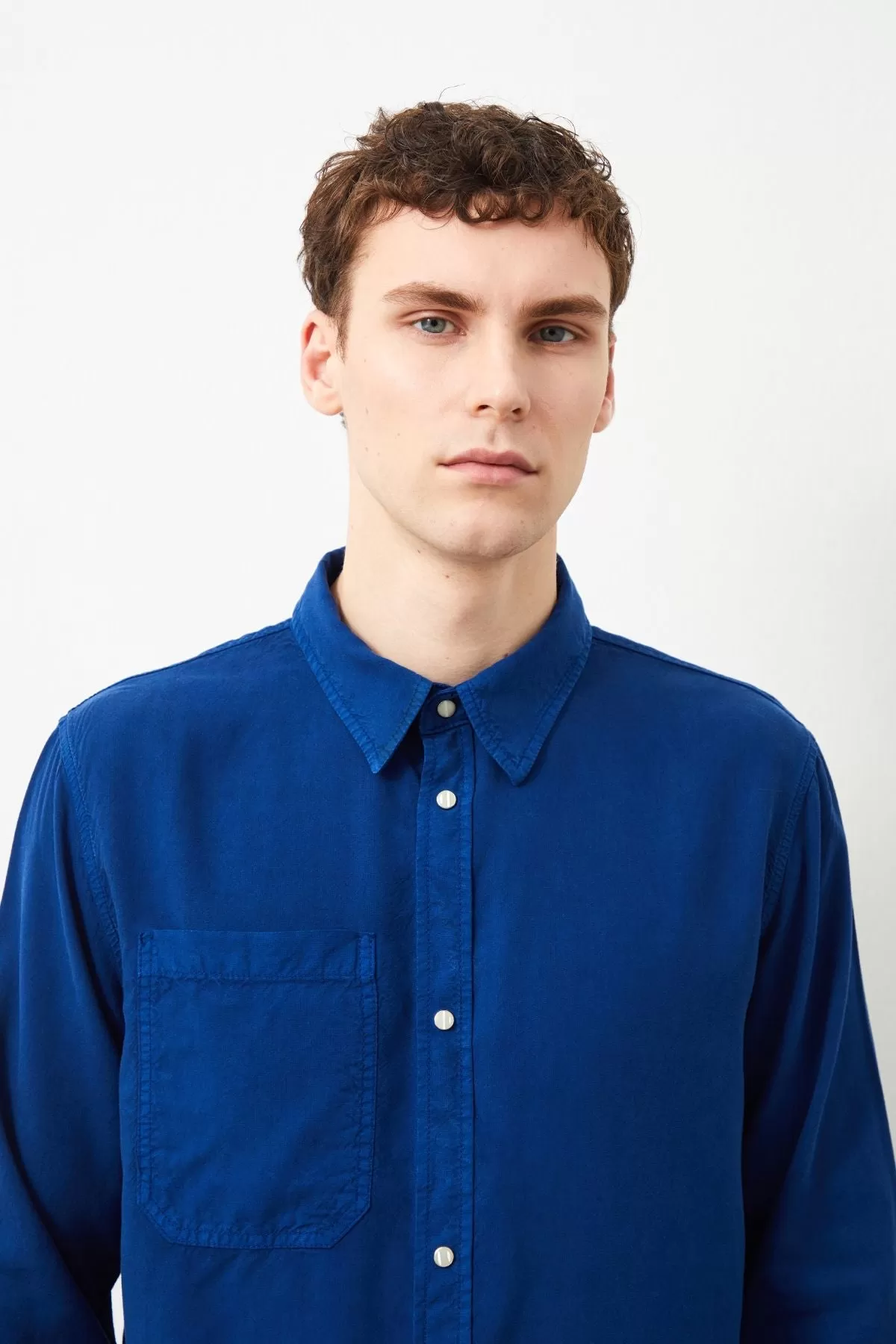 Freyr Regular Fit Navy Blue Men's Tencel Shirt