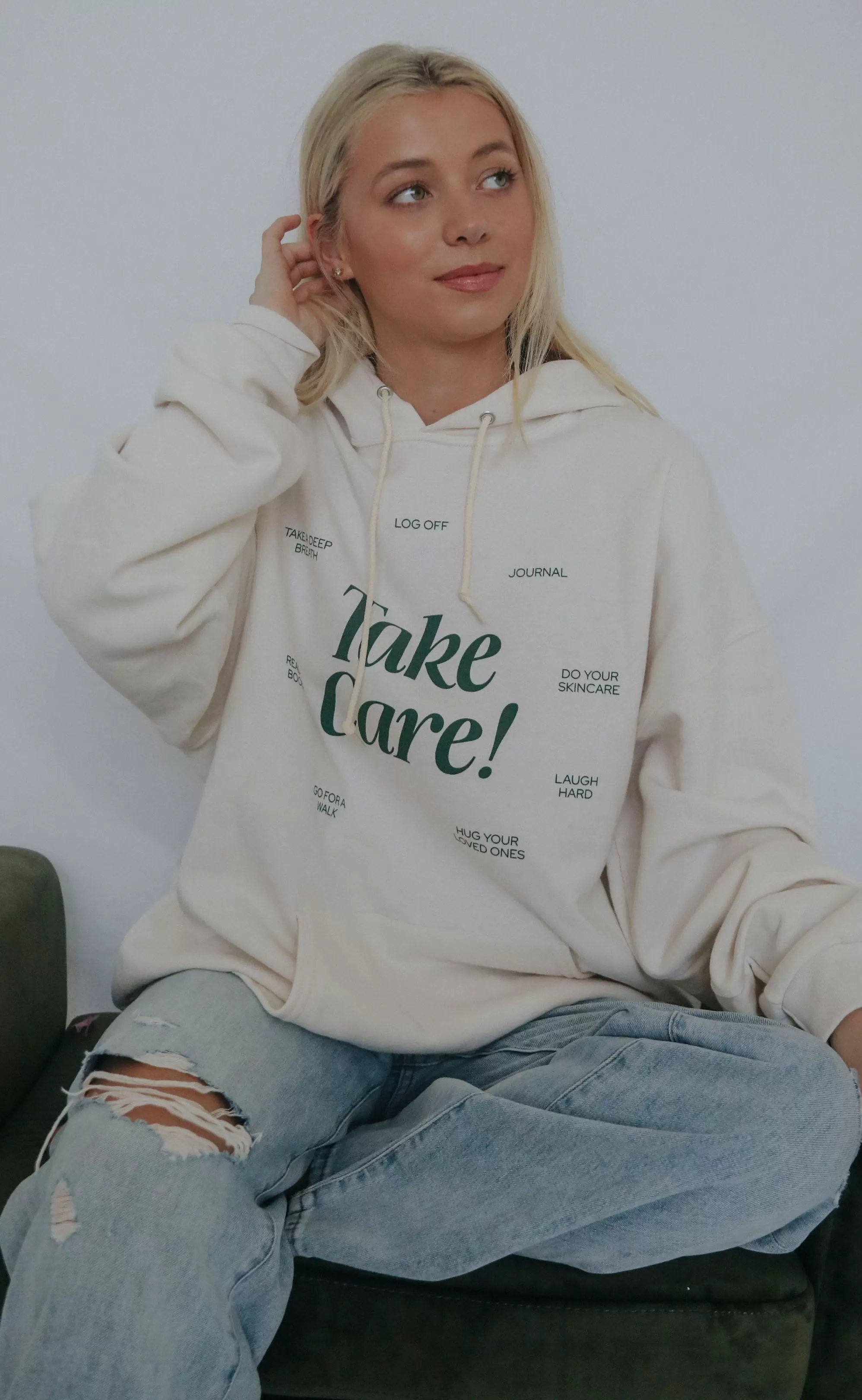 friday   saturday x jo johnson overby: take care hoodie