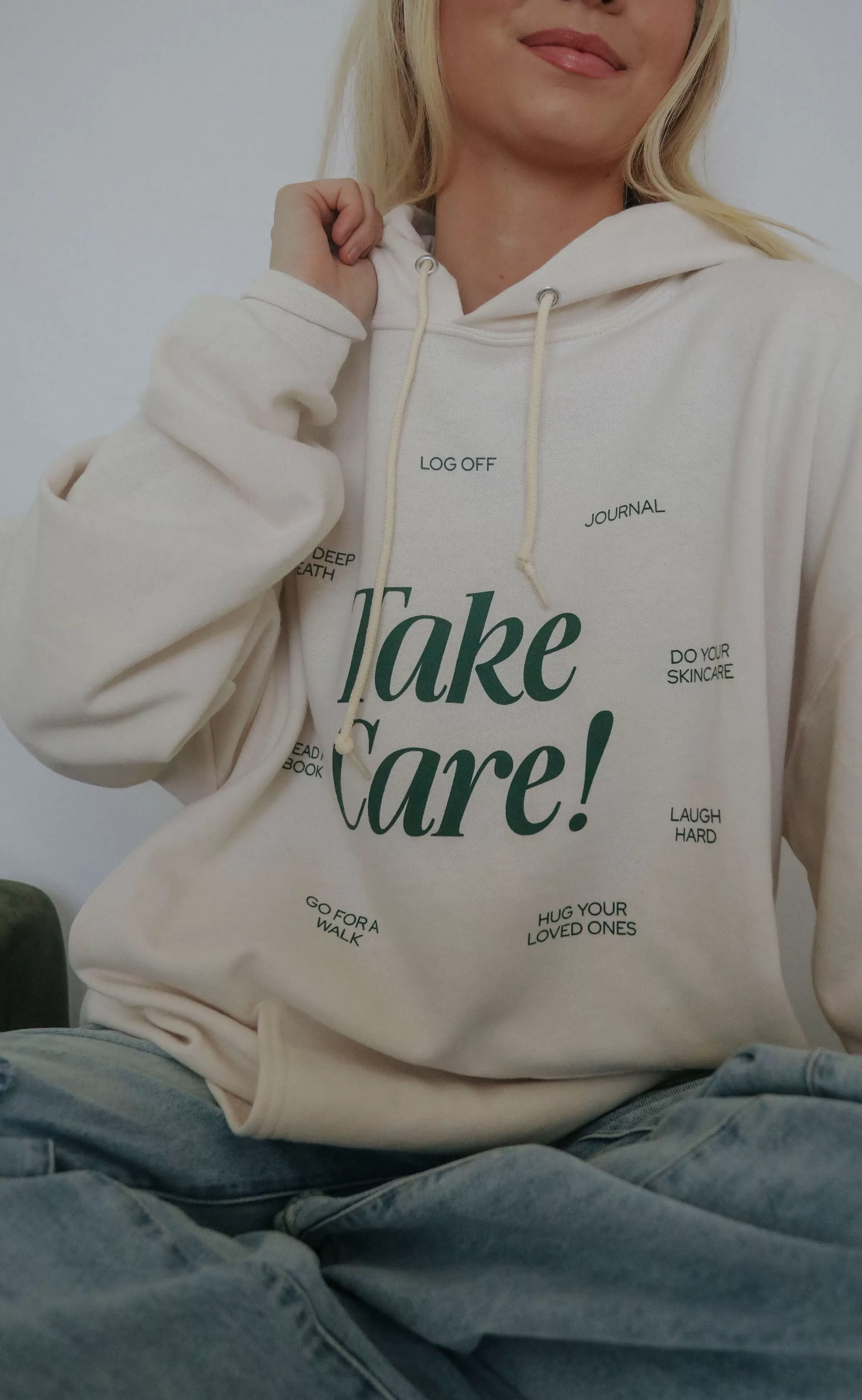 friday   saturday x jo johnson overby: take care hoodie