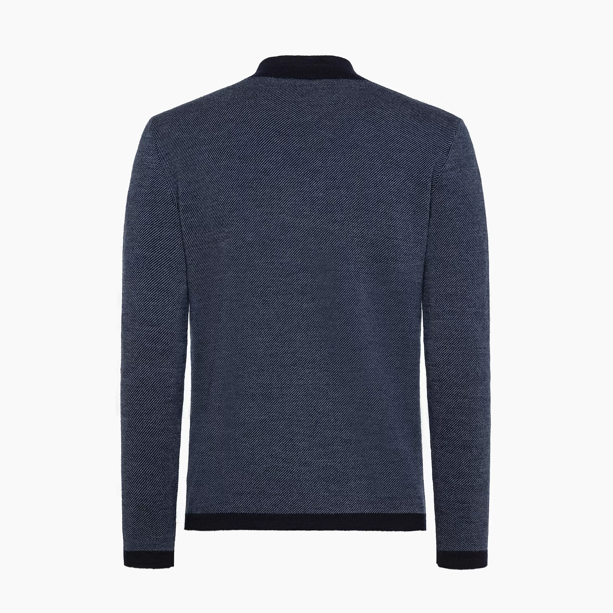 Gad knit half zip bicolor jumper in wool and leather detail