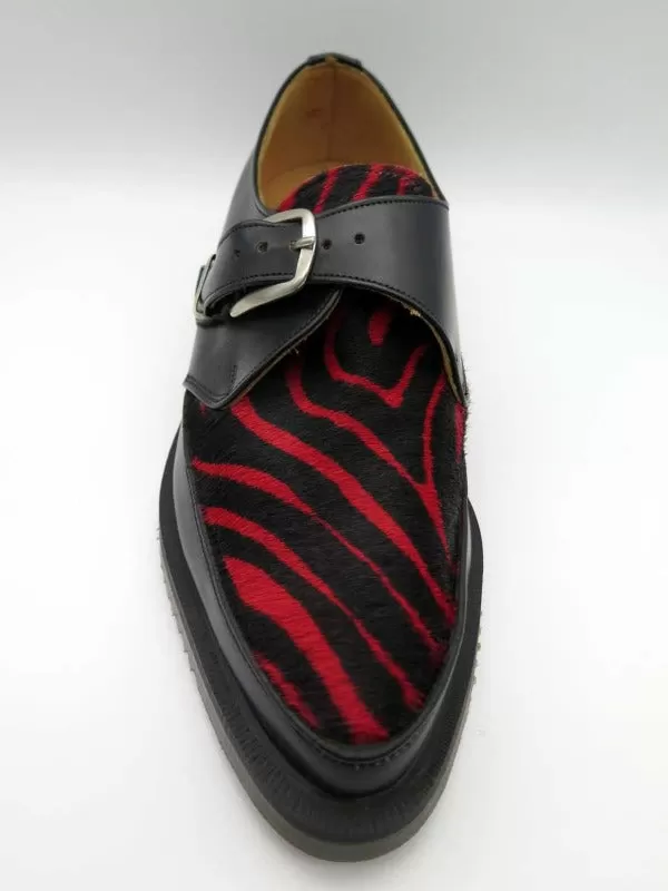 George Cox 13065 M/G Monk Black Leather / Red Zebra