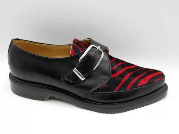 George Cox 13065 M/G Monk Black Leather / Red Zebra