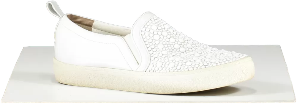 Gina White Leather & Crystal Embellished Satin Gioia Slip On Skate Sneakers trainers UK 5 EU 38 👠