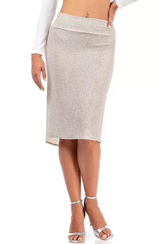 Glittered Off-White Fishtail Tango Skirt