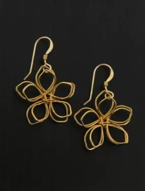 Golden Wire Flower Earrings