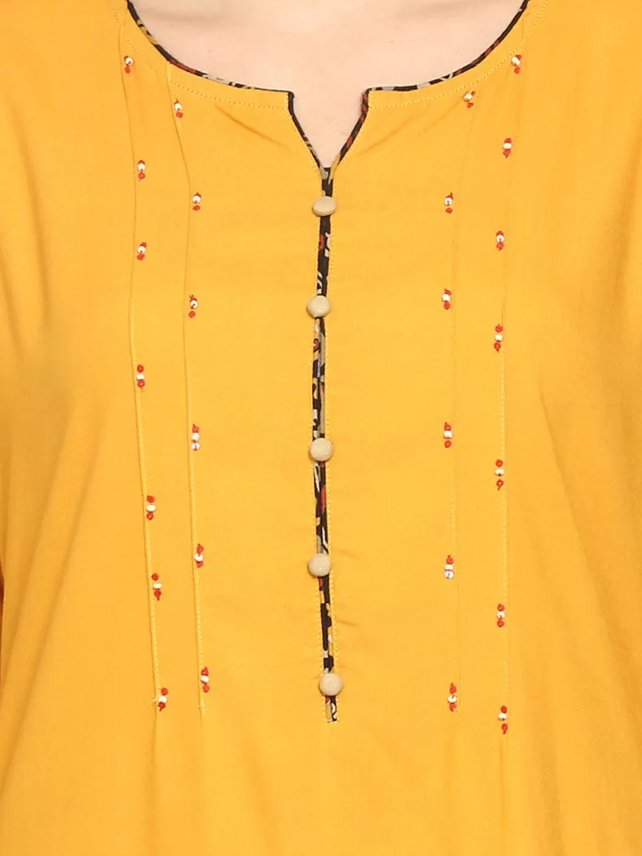 Gorgeous Mustard & Black Solid Kurta With Harem Pant