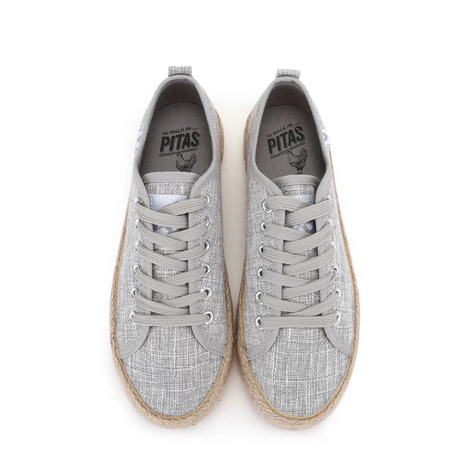 Grey linen lace-up espadrille sneakers