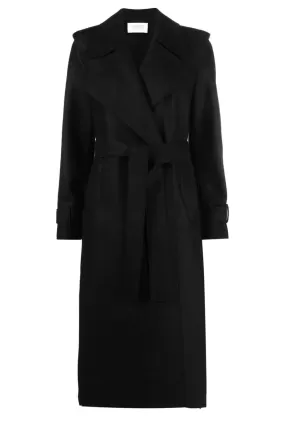 Harris Wharf Double Vent Wool Trench Coat - Black