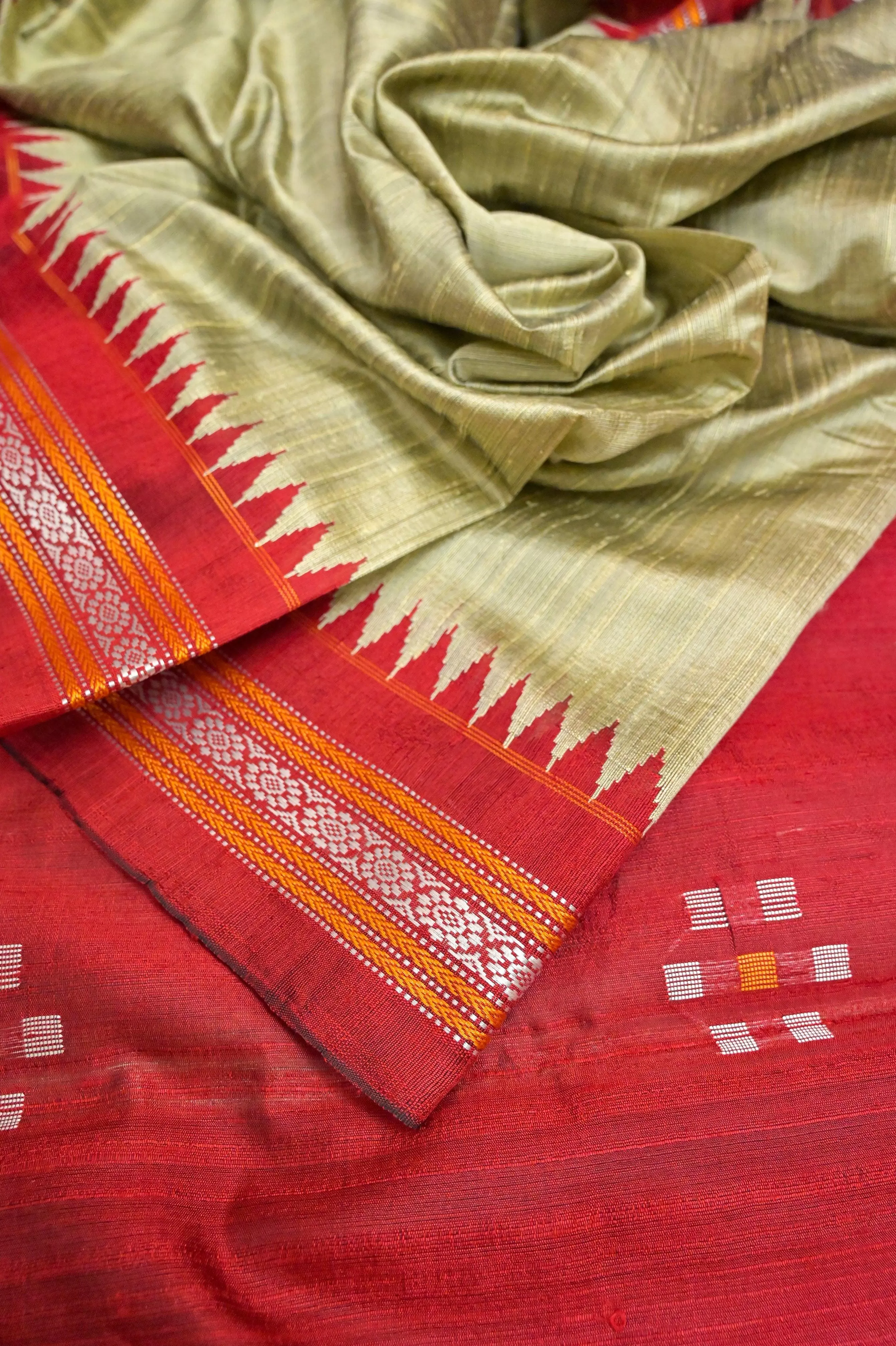 Hay Golden Color Raw Silk Saree with Vidarbha Border