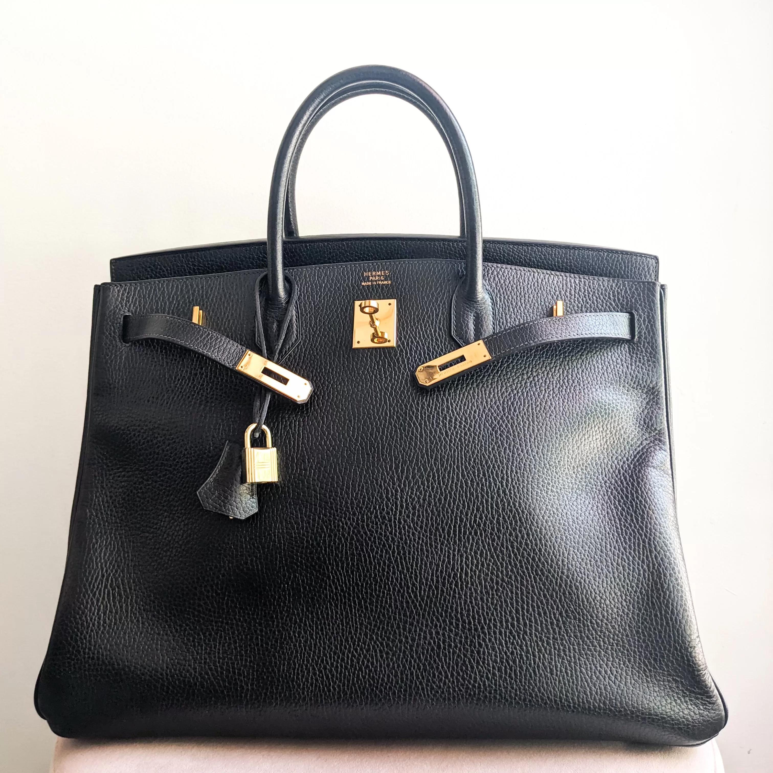 Hermes 1993 Vintage Birkin 40cm in Black Ardennes Leather with Gold Hardware