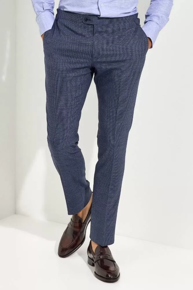 Jonah Suit - Denim Blue Houndstooth Wool