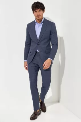 Jonah Suit - Denim Blue Houndstooth Wool