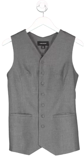 Karen Millen Grey Marl Woven Wool Mix Waistcoat UK 8