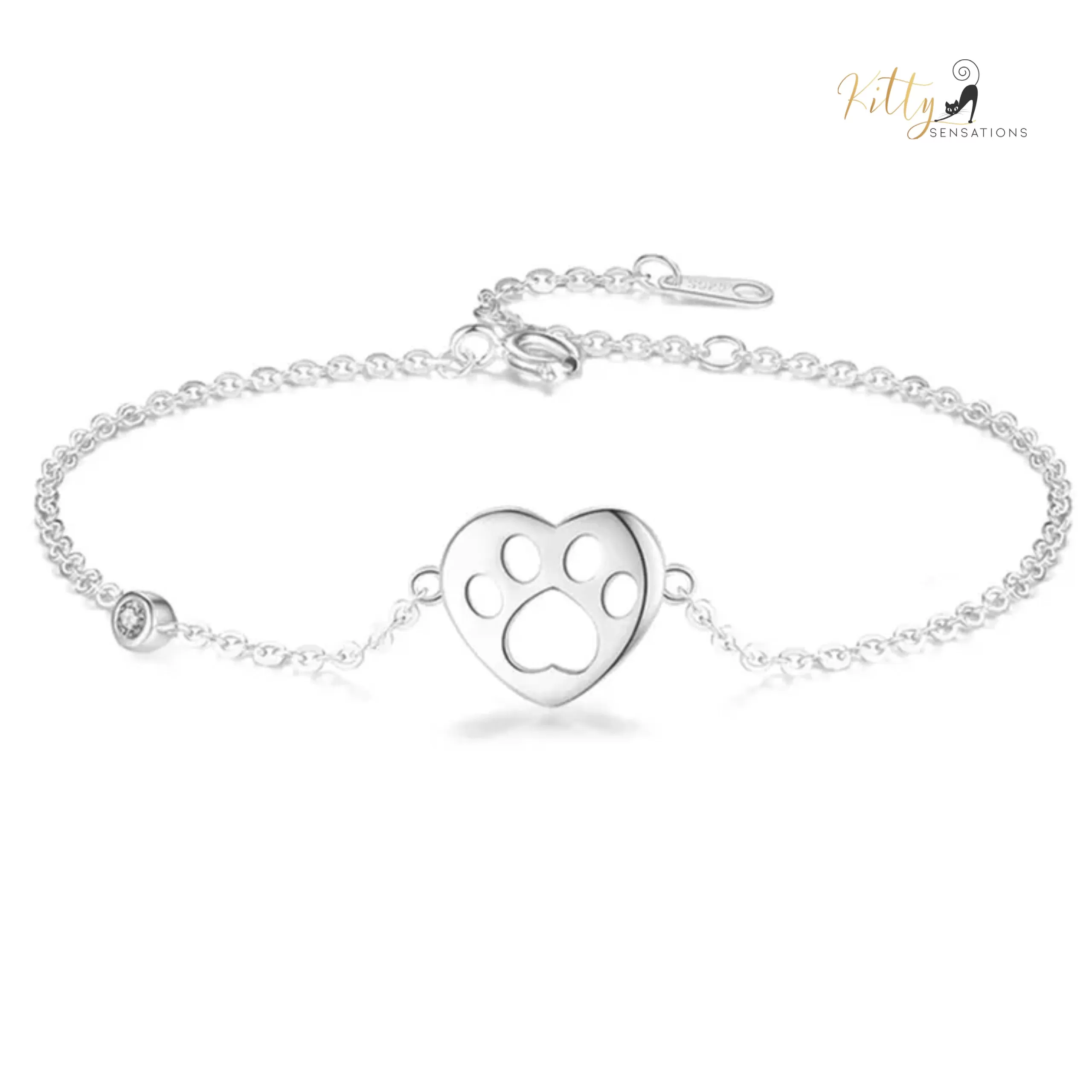 Kitty Paw in Heart Jewelry Set in Solid 925 Sterling Silver