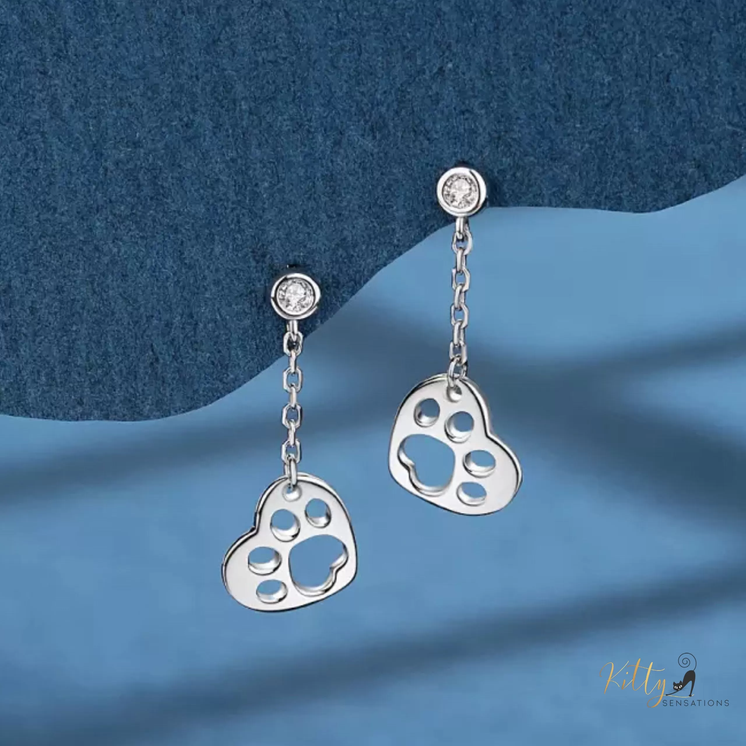 Kitty Paw in Heart Jewelry Set in Solid 925 Sterling Silver