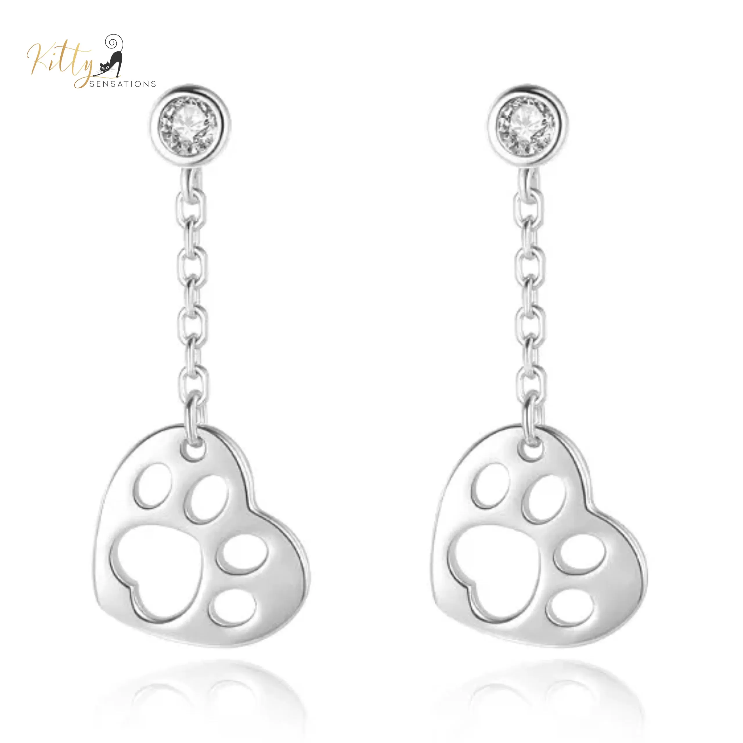 Kitty Paw in Heart Jewelry Set in Solid 925 Sterling Silver