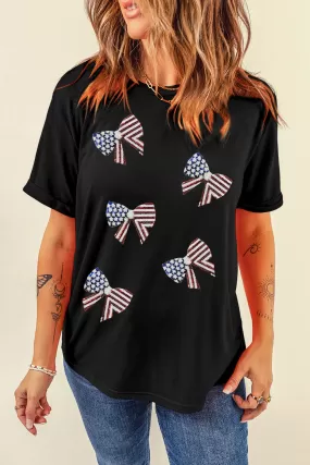 Kurzarm-T-Shirt mit Rundhalsausschnitt und US-Flagge