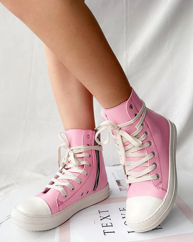 Lace-up Flat Sneakers