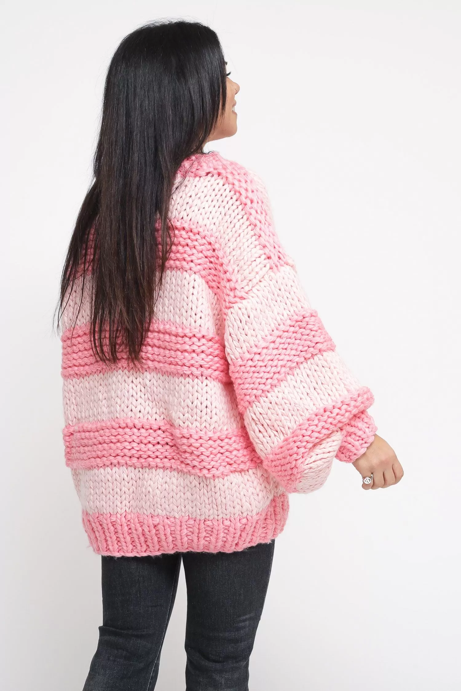 Ladies Jumper - Pink Stripe