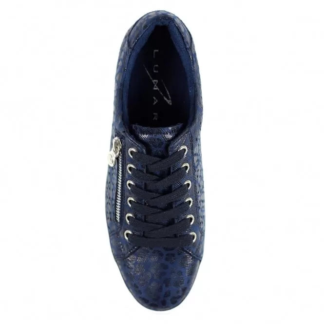 Ladies Lunar Shoes Charm Trainer Navy Laced side zip