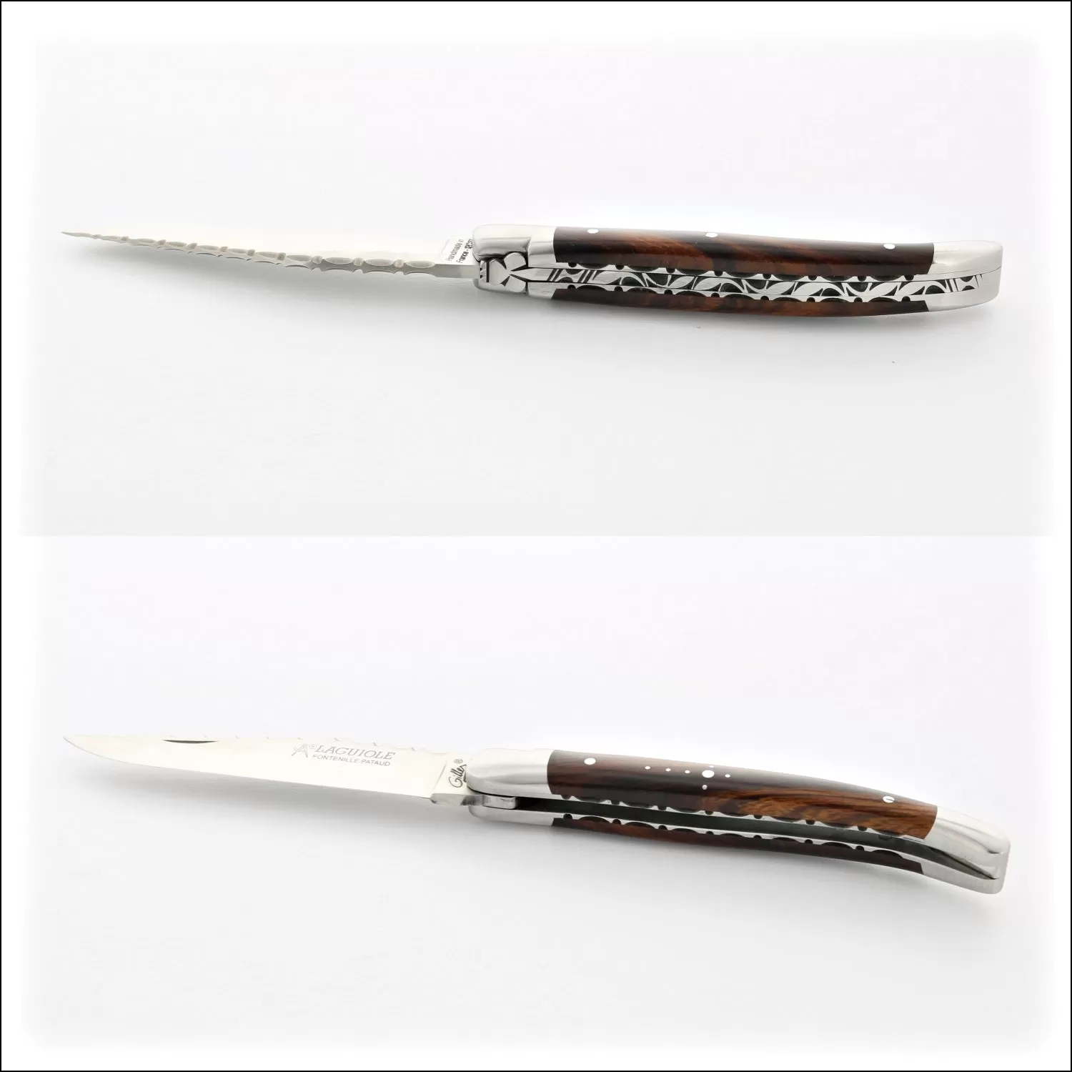 Laguiole Traditional Knife 11 cm Guilloche Desert Ironwood