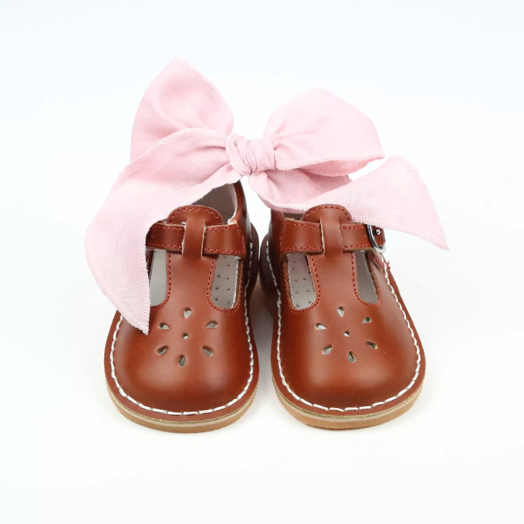 L'Amour Girls Waxed Leather T-Strap Mary Janes