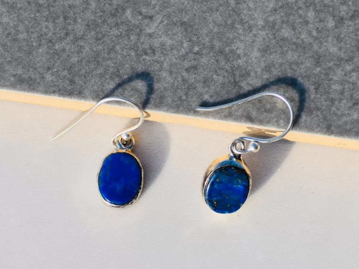 Lapis Lazuli Sterling Silver Earrings, Gemstone Earrings, Blue Earrings, Handmade Earrings, Woman Gift,