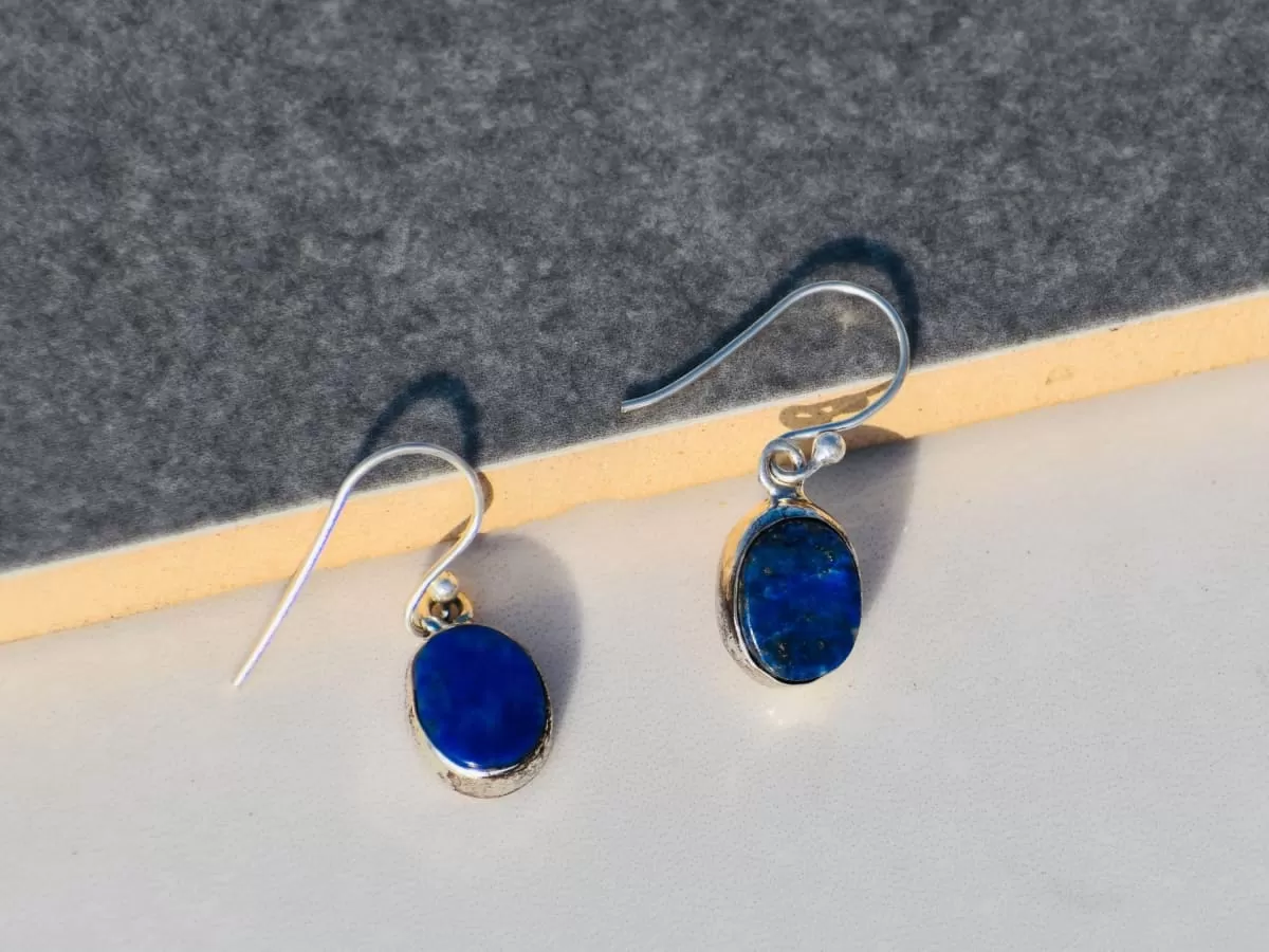 Lapis Lazuli Sterling Silver Earrings, Gemstone Earrings, Blue Earrings, Handmade Earrings, Woman Gift,