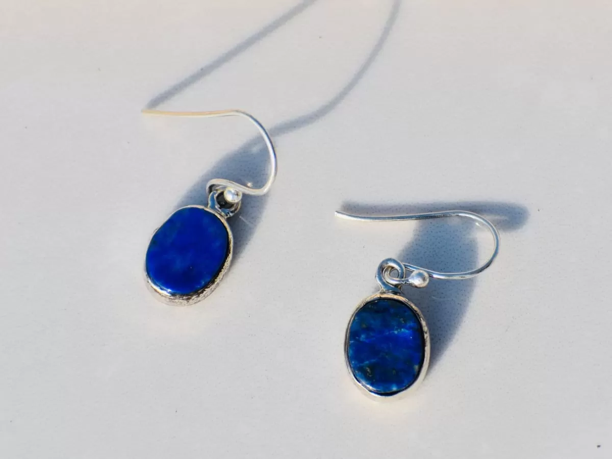 Lapis Lazuli Sterling Silver Earrings, Gemstone Earrings, Blue Earrings, Handmade Earrings, Woman Gift,