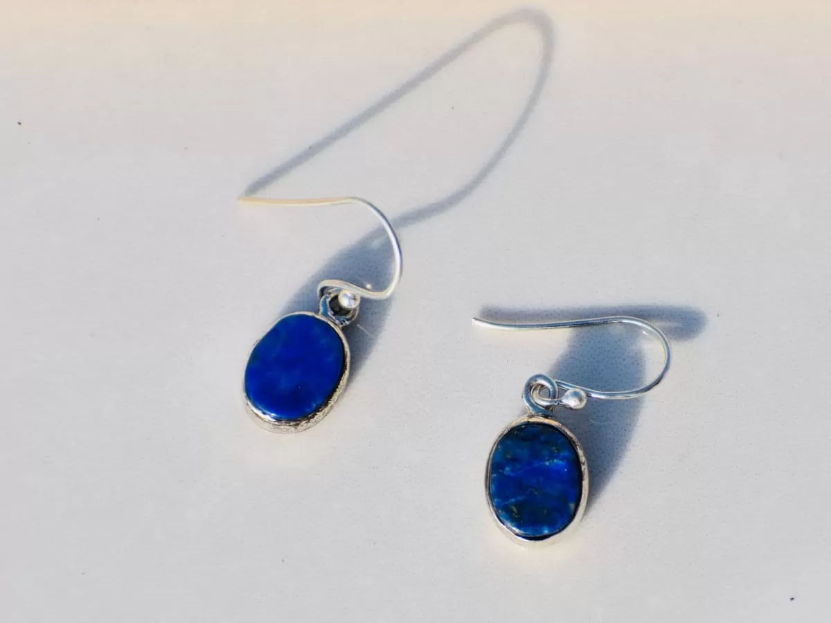 Lapis Lazuli Sterling Silver Earrings, Gemstone Earrings, Blue Earrings, Handmade Earrings, Woman Gift,