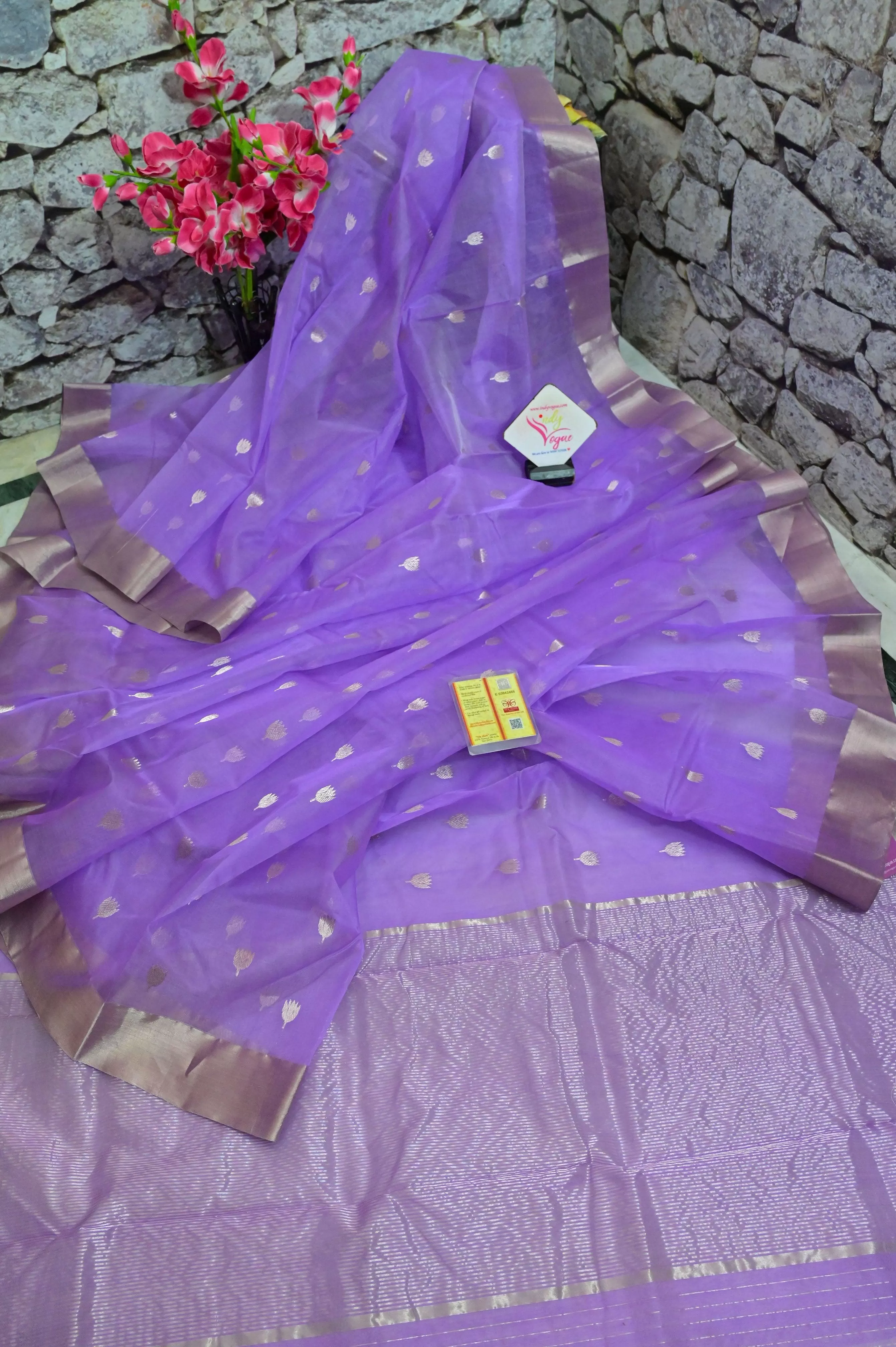 Lavender Color Chanderi Silk Saree