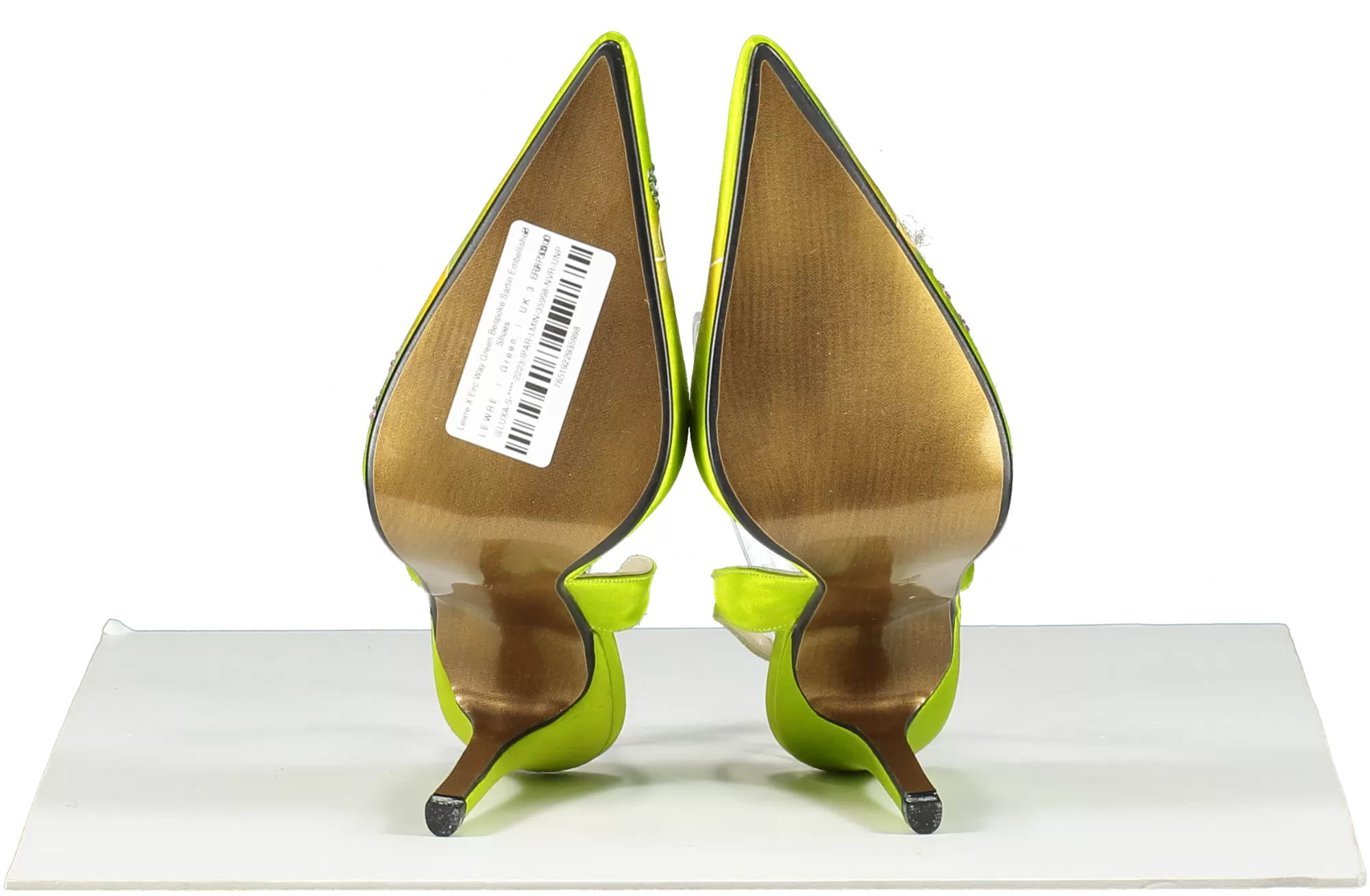 LEWRE Lewre X Eric Way Green Bespoke Satin Embellished Shoes UK 3 EU 36 👠