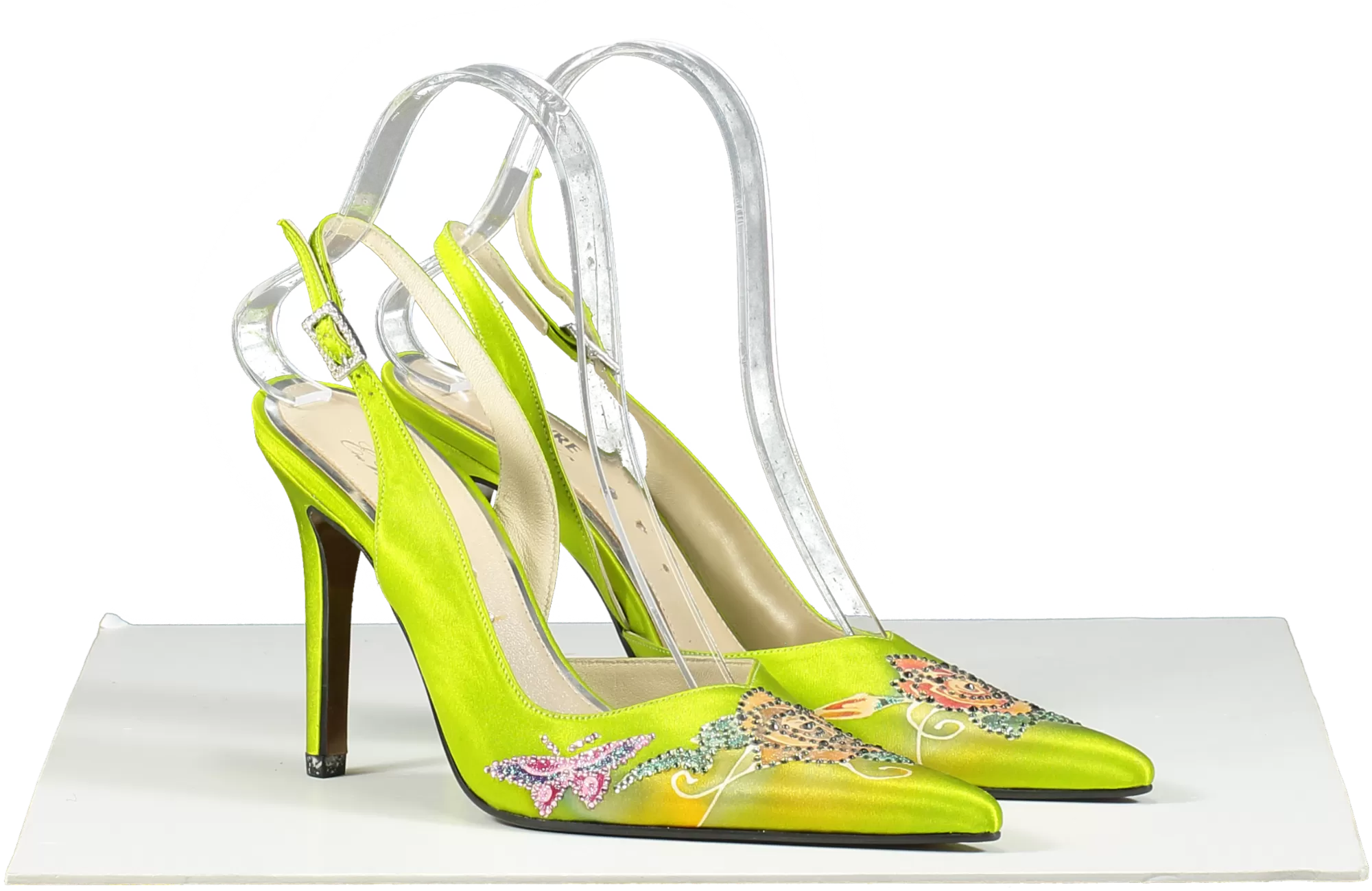 LEWRE Lewre X Eric Way Green Bespoke Satin Embellished Shoes UK 3 EU 36 👠