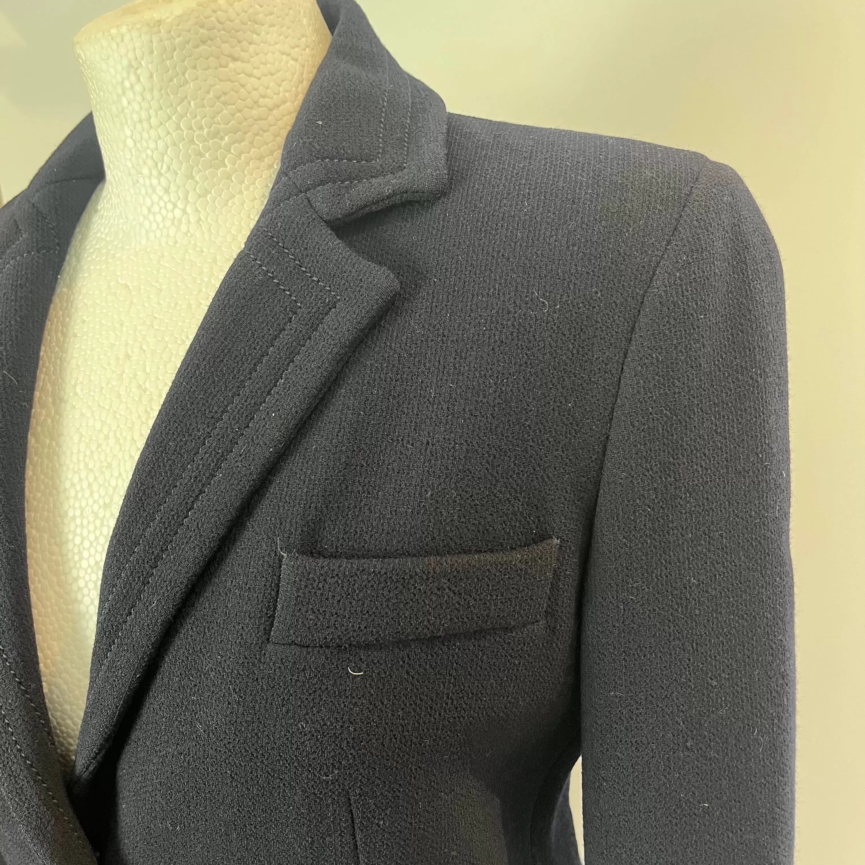 Loro Piana Navy Wool Crepe Topstitched Jacket M