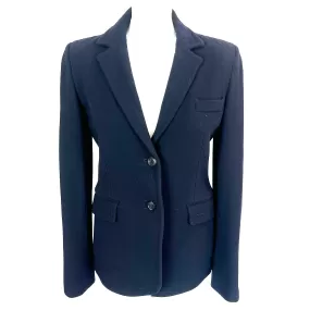 Loro Piana Navy Wool Crepe Topstitched Jacket M