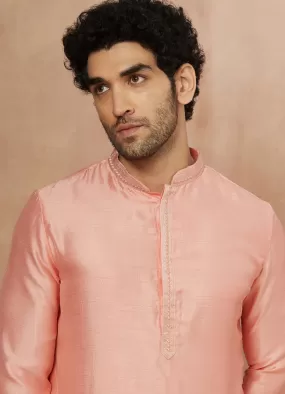 Manyawar Faded Pink Solid Kurta Pajama