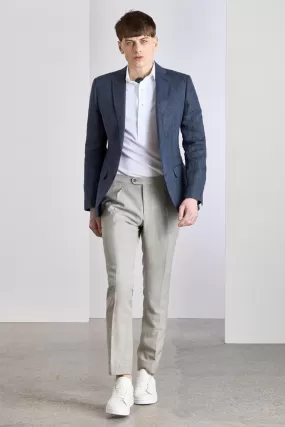 Matias Sports Jacket - Denim Blue Herringbone Linen