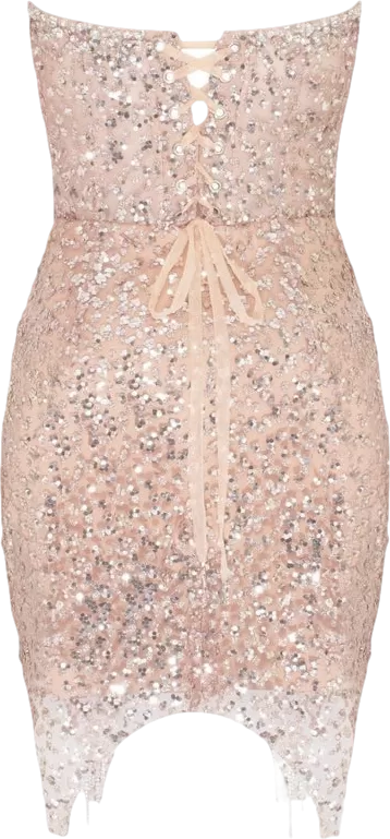 Milla Metallic Radiant Embellished Mini Dress In Gold With A Plunging Neckline UK XS