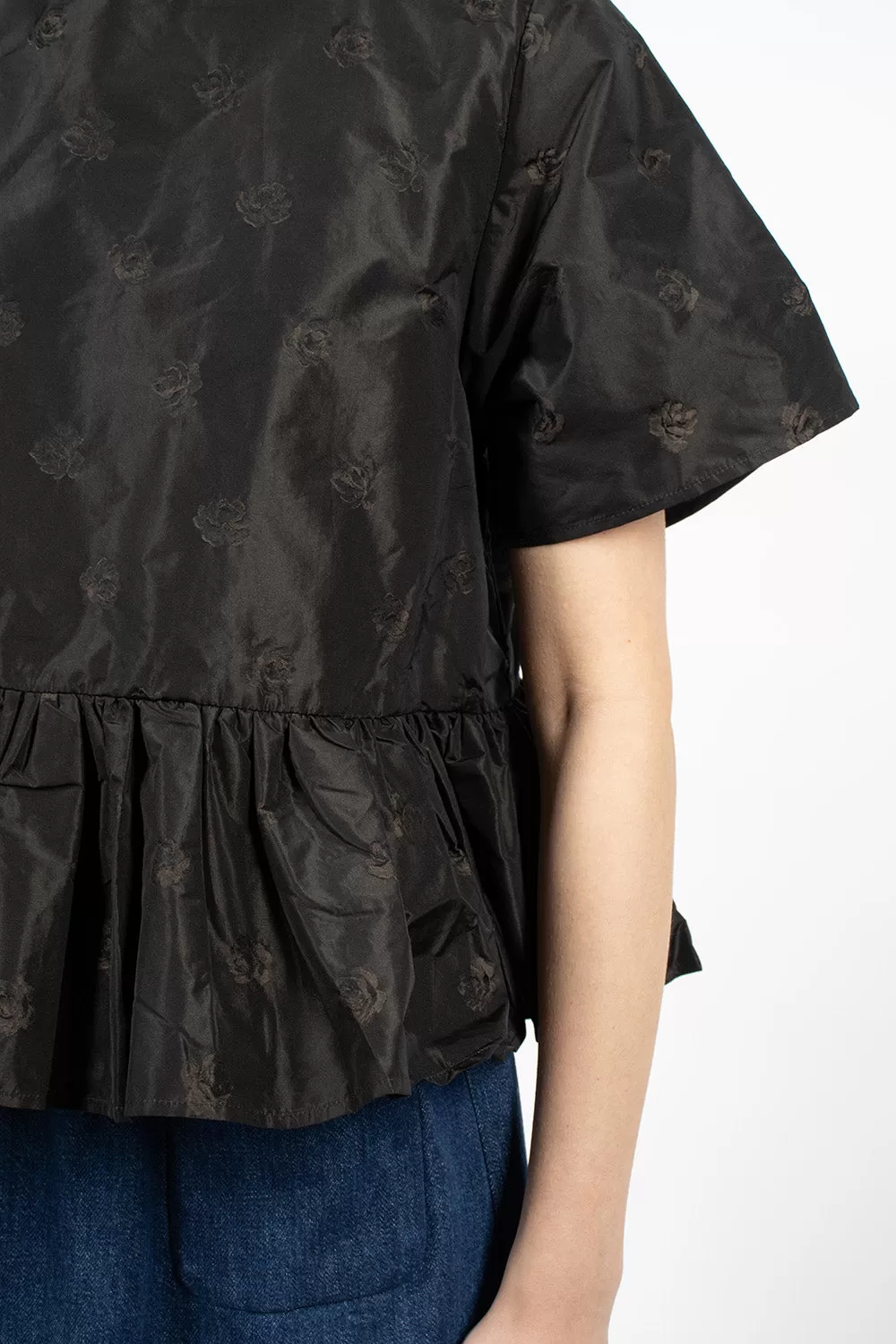 Mumu Top Black Flower Jacquard