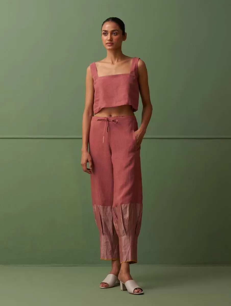 Nama Border Linen Pants - Terra