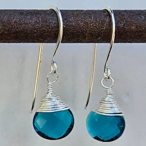 Neon Apatite Radiant Raindrop Earrings - Silver