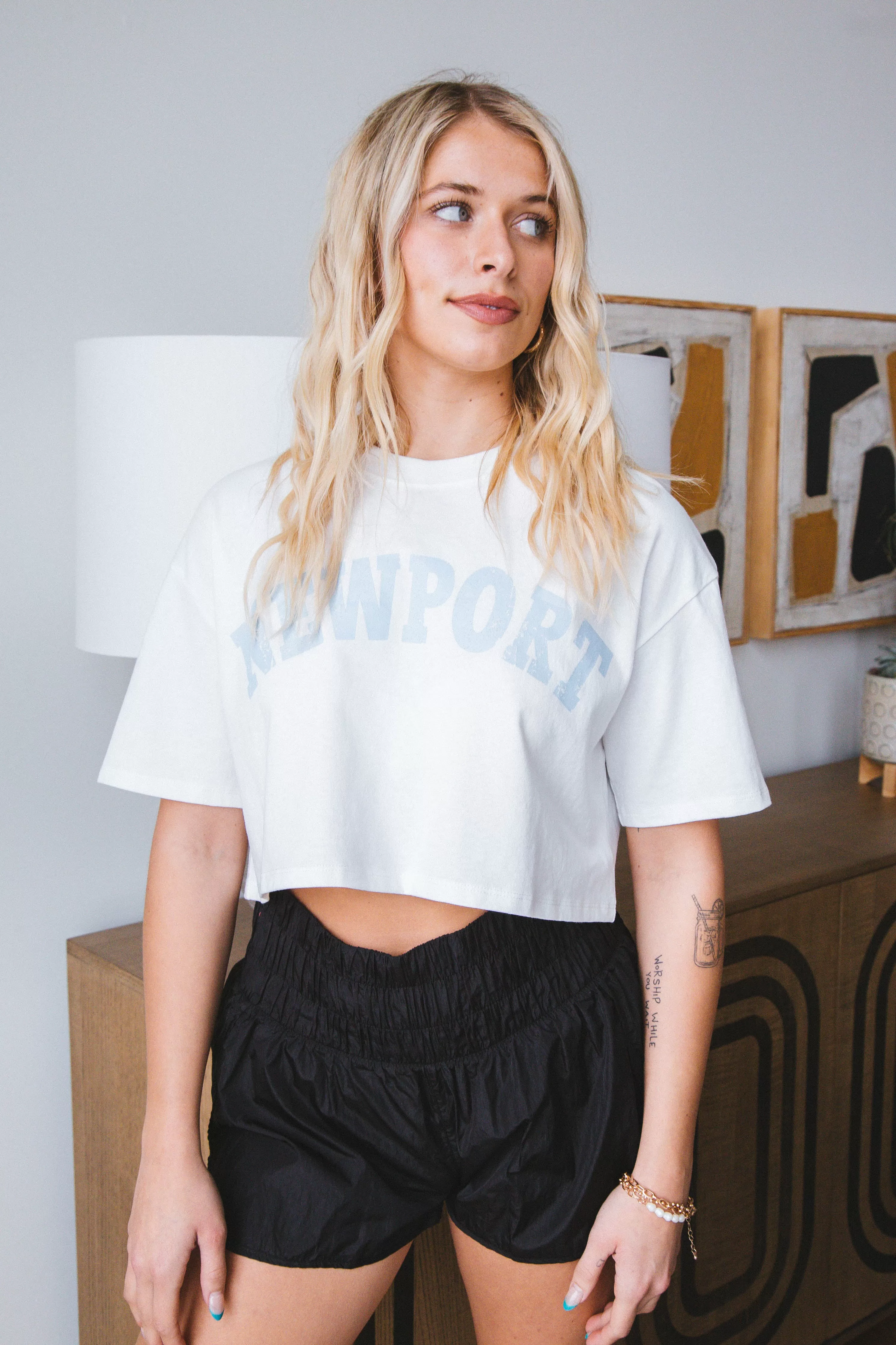 Newport Crop Tee, White