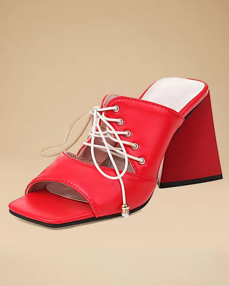 Open Toe Lace-up Hight Heels