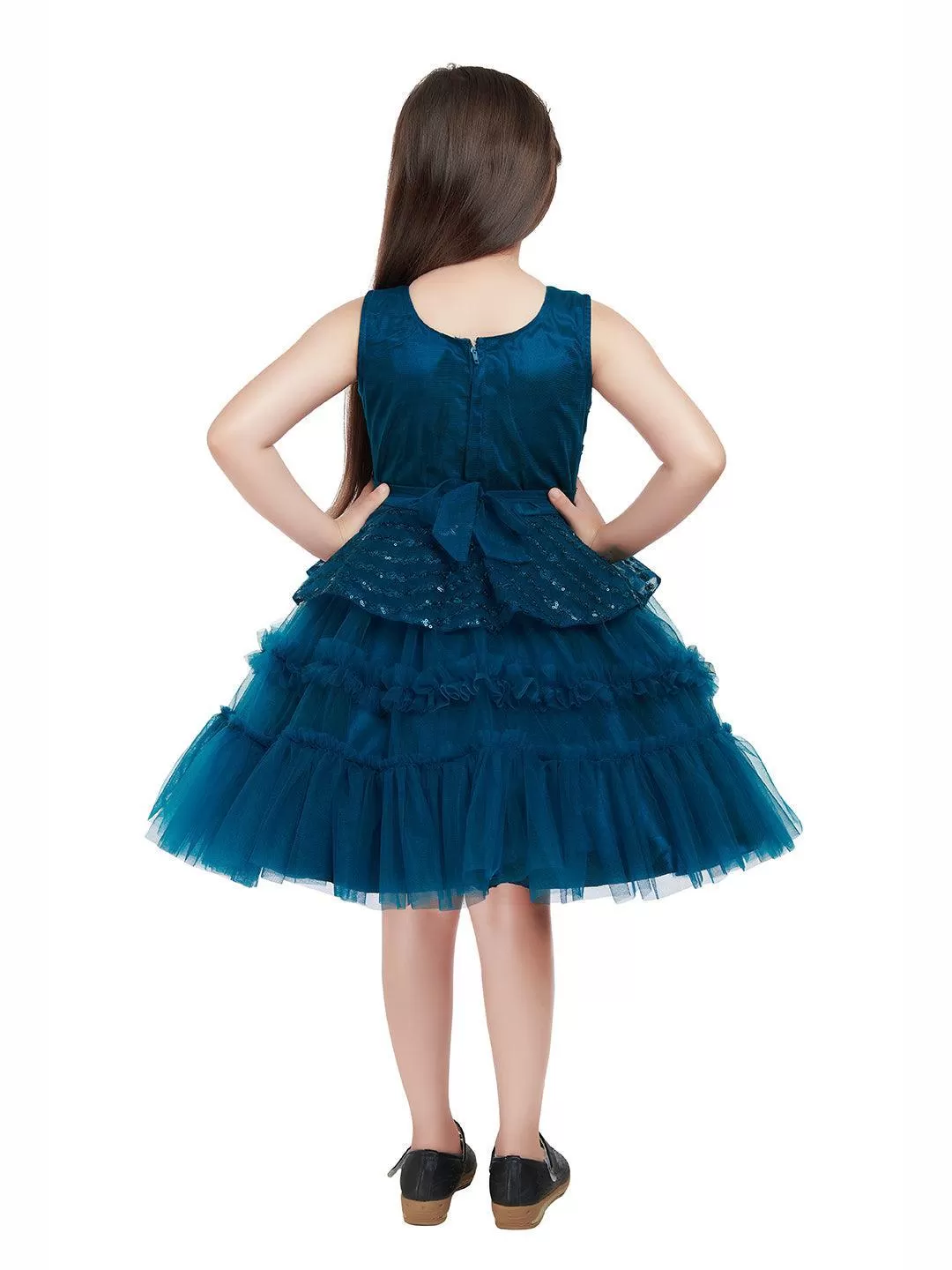 Orchid Coloured Imported Net Peplum Styled Party Wear Frock For Girls