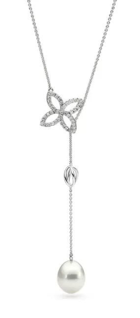 Pearl and Diamond Lariat Necklace